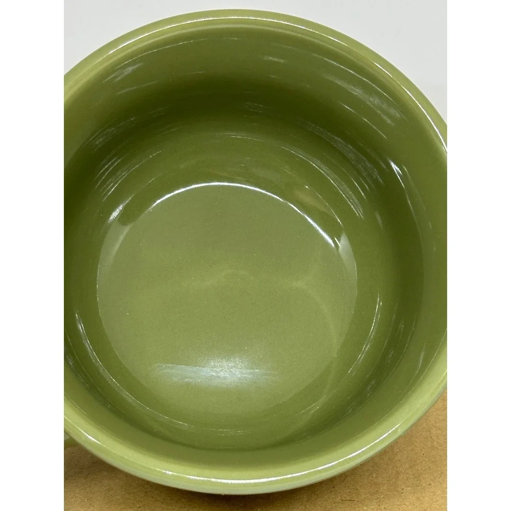Longaberger Chili Bowl Sage Green Woven Traditions Pottery Single Handle NIB